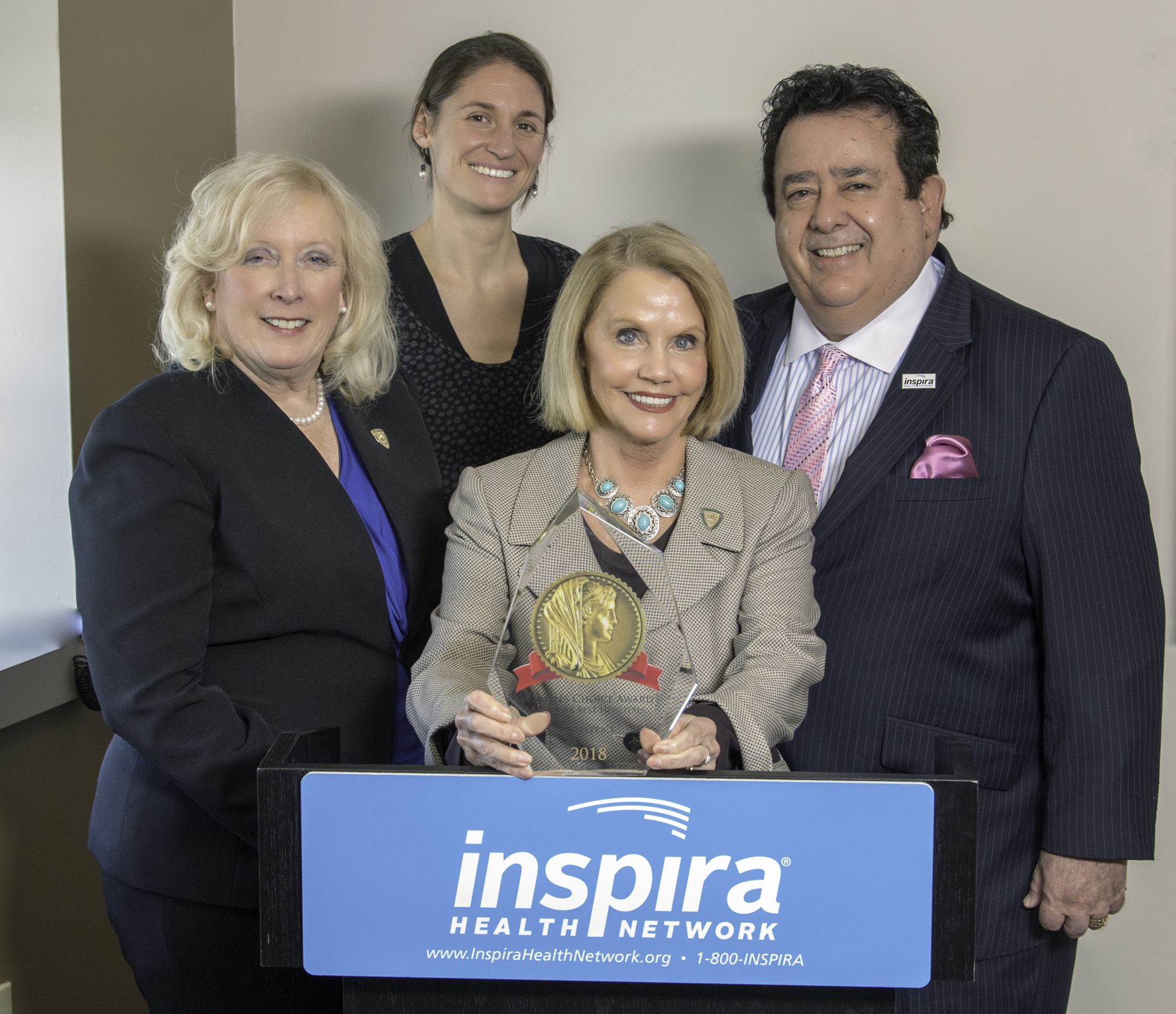 Inspira leadership pictured with America’s Best Hospitals for Obstetrics by the Women’s Choice Award®