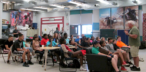 students at Vineland High School attending traffic safety awareness program