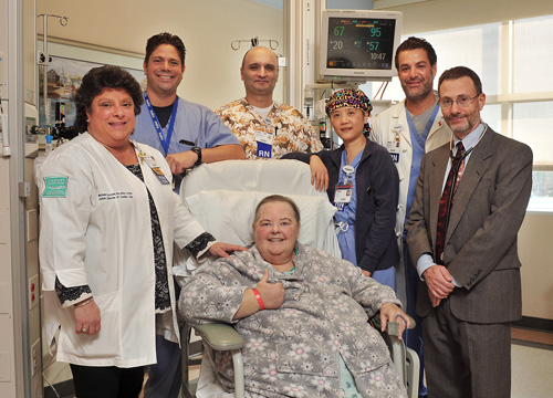 Helen Bruce with medical team that performed emergency PCI (percutaneous coronary intervention)