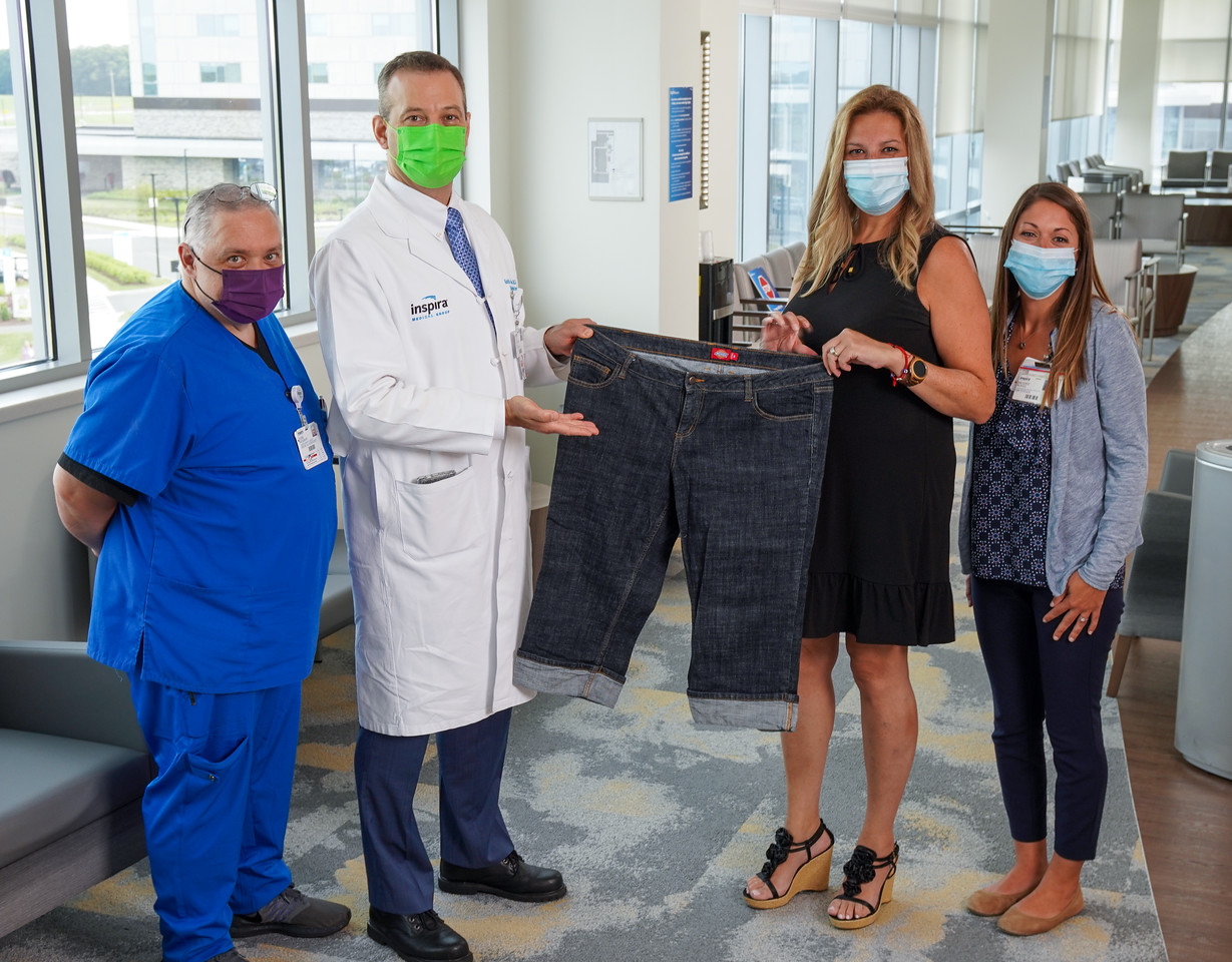 From Left: Todd Hickman, Keith Kreitz, MD; Anna Ferker, and Bradee Rojas, reunite at Inspira Medical Center Mullica Hill Outpatient Center where the bariatric team cared for patient Anna Ferker in her weight loss journey.