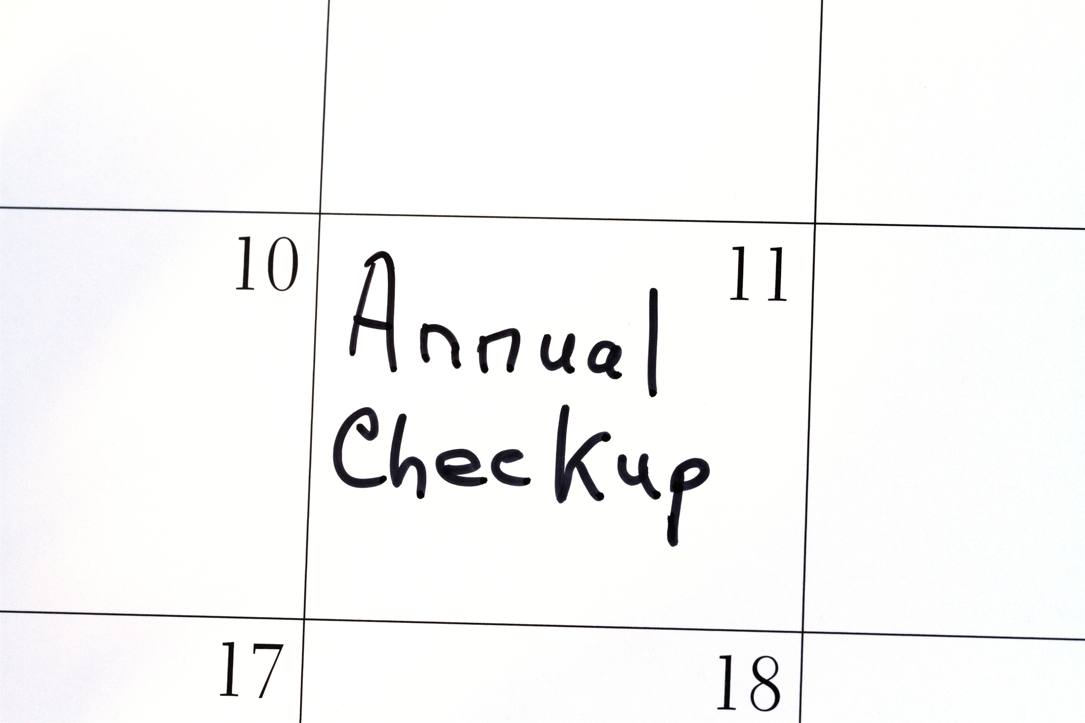 Calendar Day 11 with Annual Checkup text