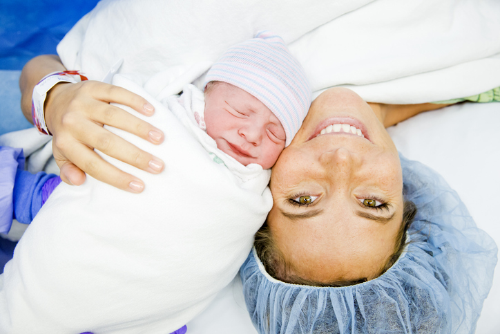 c-section birth mother and newborn