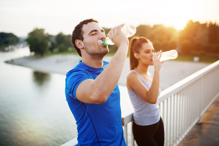 Couple staying hydrated