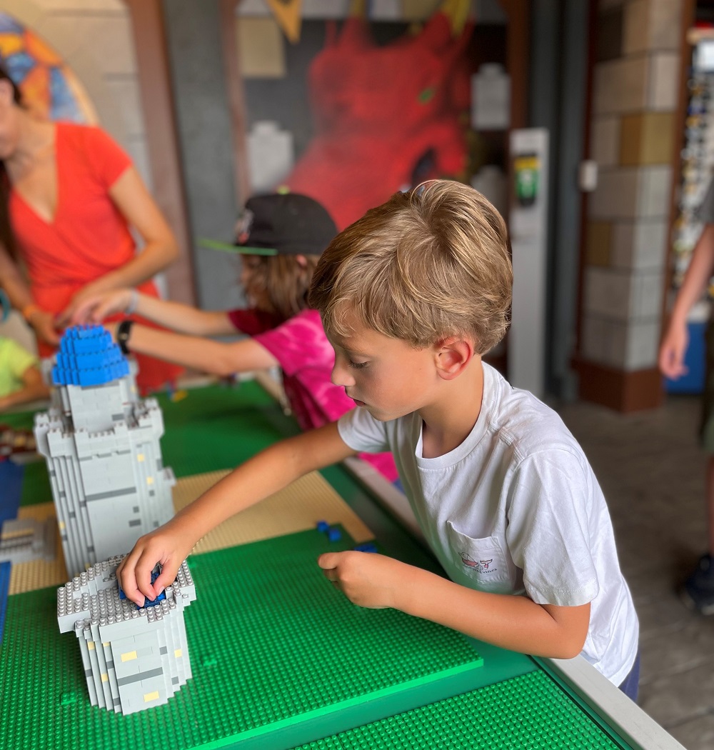 Jessica's son playing with Legos