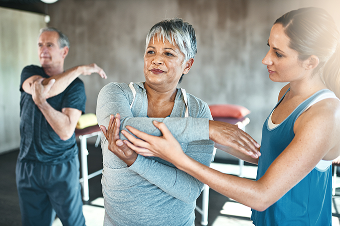 mature woman stretching