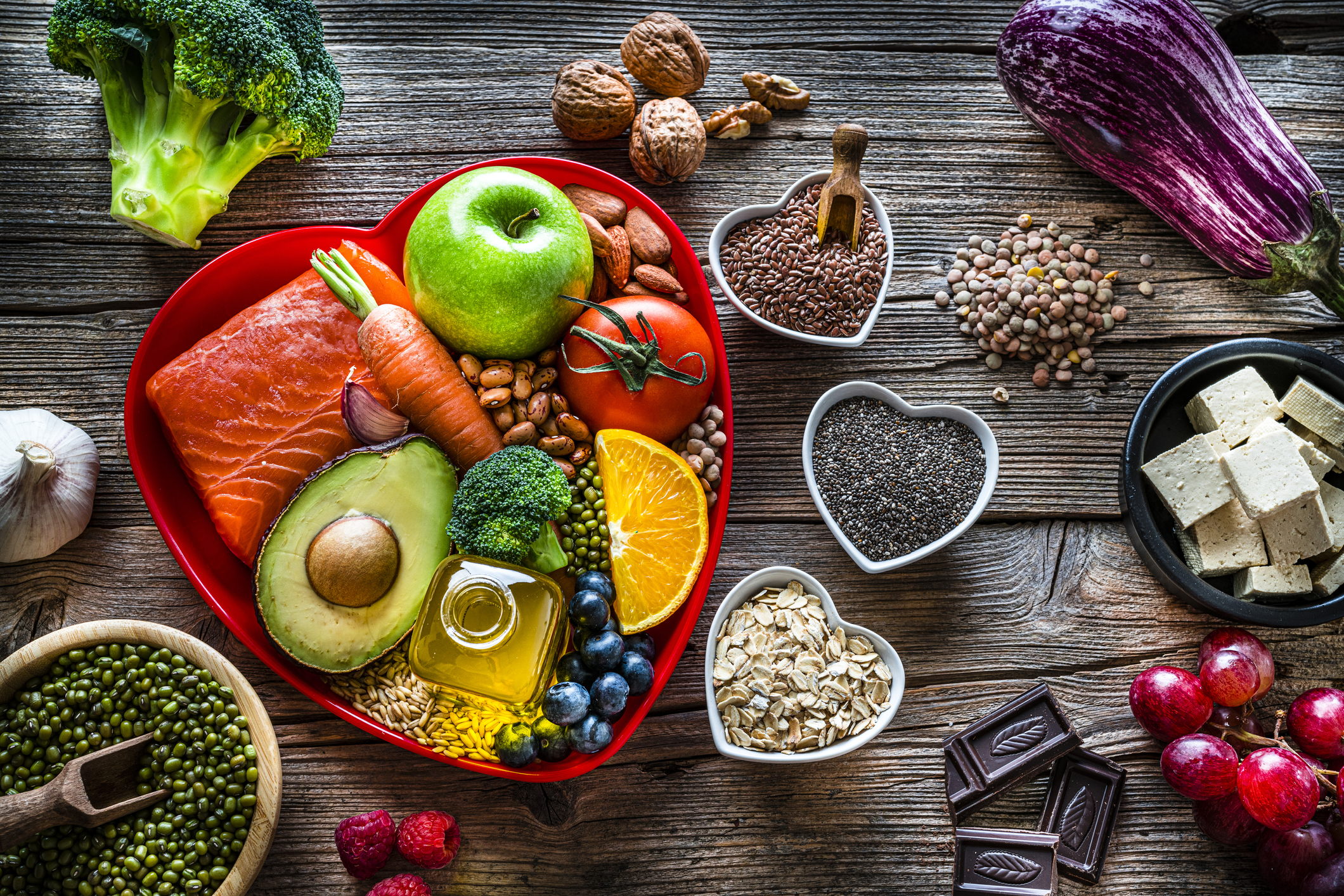 spread of heart healthy foods