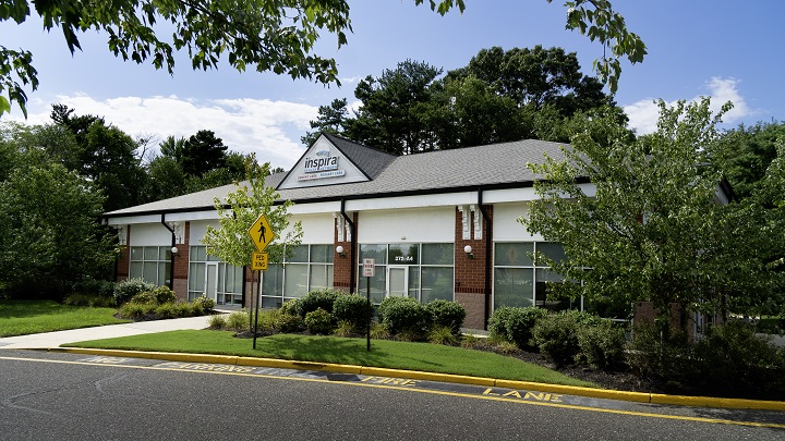 Hospital facility building with Signage 'Inspira Health'