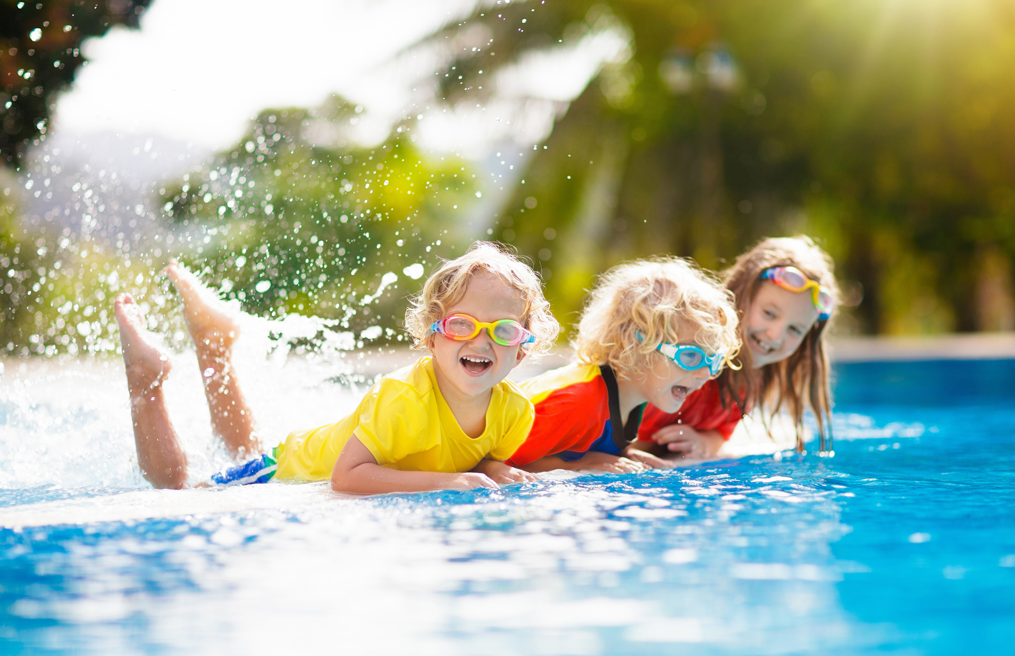 Kids swimming in pool