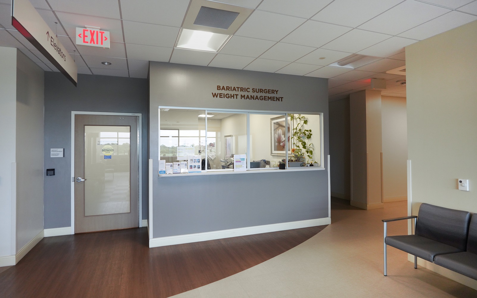 Clinic entrance that reads "Bariatric services"