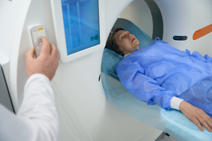 Woman going through angiogram