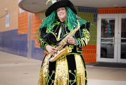 Woman in her mummers outfit 