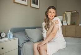 woman with patch on her left arm