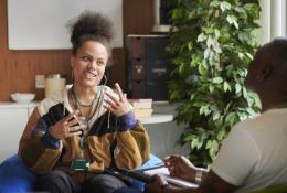teen girl talking to therapist