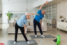 two people exersing at home
