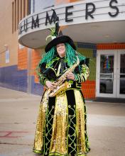 Woman in her mummers outfit 