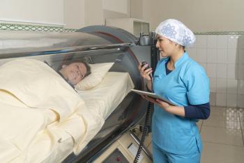 patient in the Hyperbaric Oxygen Therapy chamber