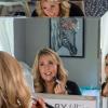 karen mcgowen smiling into a mirror while applying makeup